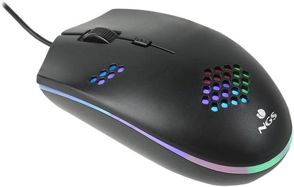 MOUSE GAMING NGS GMX-120 ILLUMINATO RGB 7 COLORI LED Sensore ottico 800/1200 dpi - TRE PULSANTI - CAVO 1,3mt