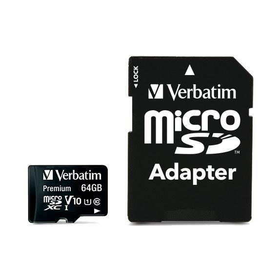 MICRO SD 64GB VERBATIM 44084 CON ADATTATORE MICROSDHC CARD 64 GB CLASSE 10