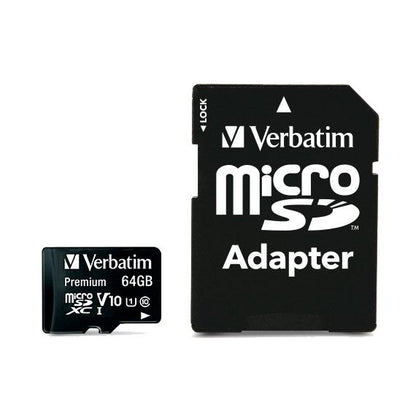 MICRO SD 64GB VERBATIM 44084 CON ADATTATORE MICROSDHC CARD 64 GB CLASSE 10