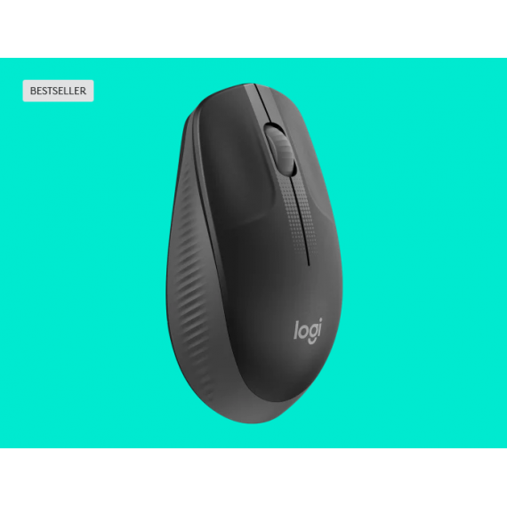 Mouse Logitech WL M190 full-size wireless 2,4 GHz nero/carbone 910-005905 ambidestro 2 tasti + rotella - 1000dpi 4x6,6x11,5cm