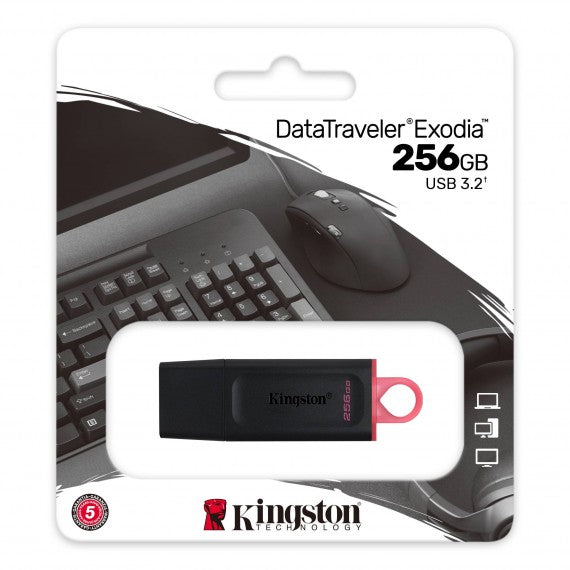 PENDRIVE KINGSTON DT EXODIA 256GB 3.2 GEN1 DATATRAVELER 256 GB DTX 2.0 - USB 2.0 DTX/256GB Drive Flash USB